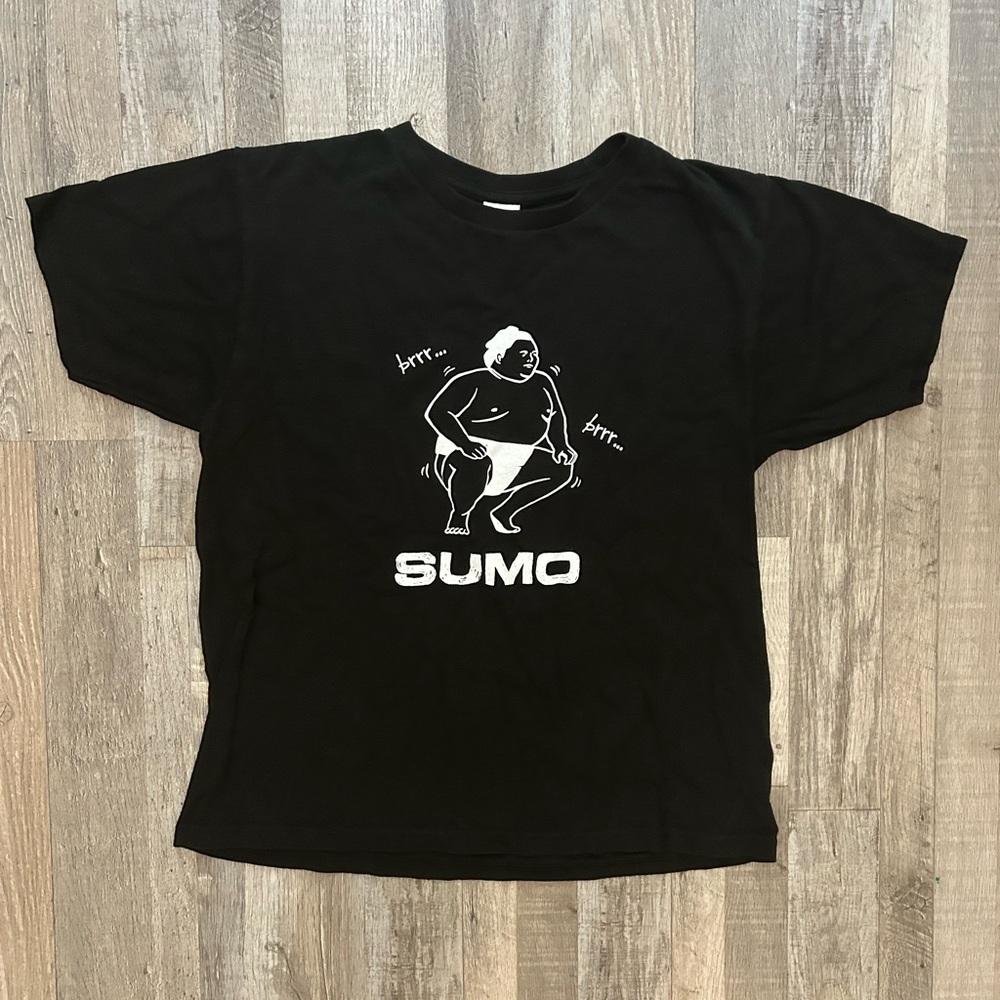 Sumo Japanese Streetwear Black Short Sleeve Graphic Tee 100% Cotton Size Medium